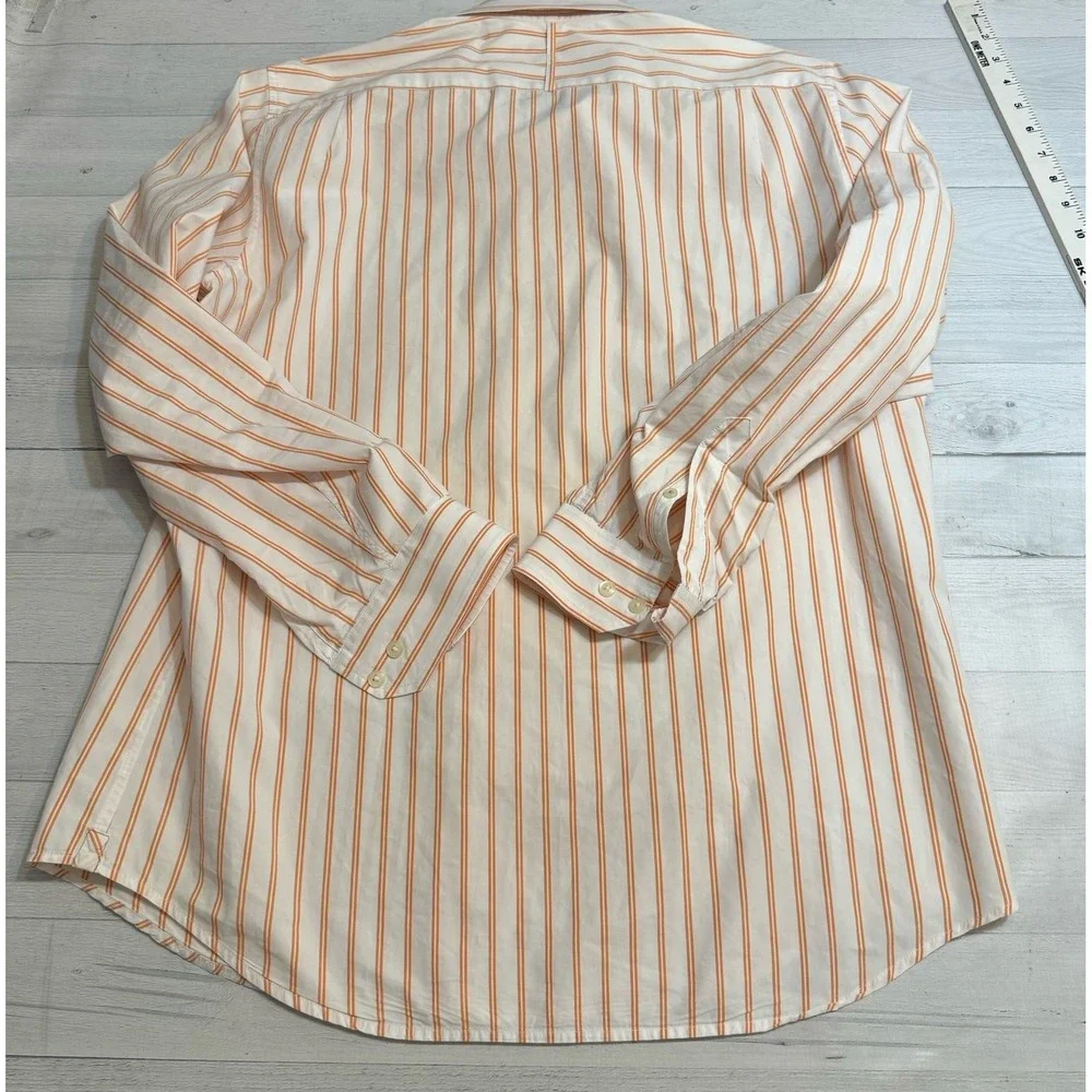 Banana Republic men's long sleeve button down dress shirt white orange stripes L